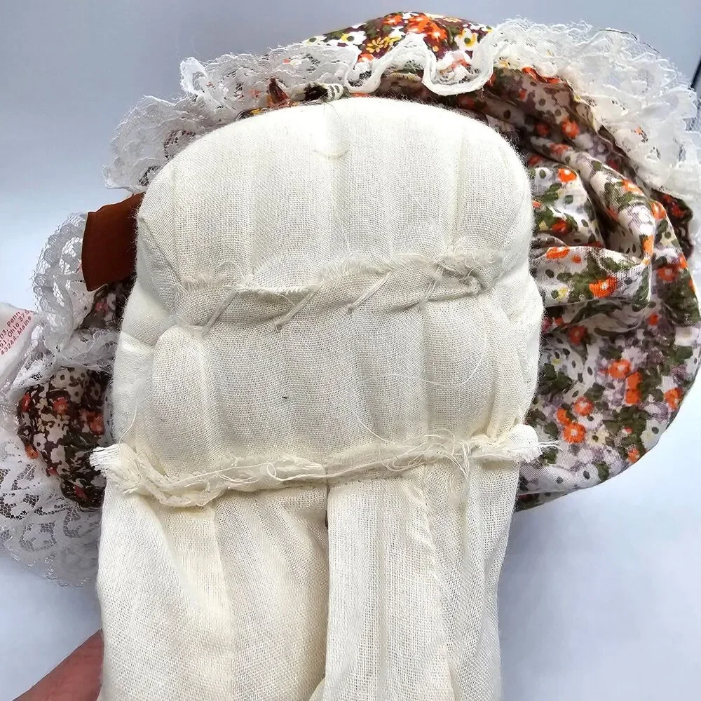 Vintage Kamar Rag Doll Floral Prairie Dress Bonnet Cloth Doll Taiwan 21”